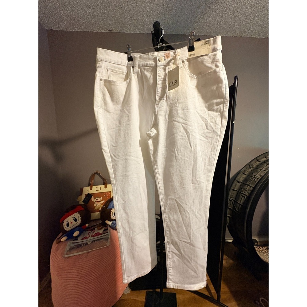 a.n.a Womens 18 White High Rise Skinny Ankle Jeans Fitted Hip Thigh Stretch NWT